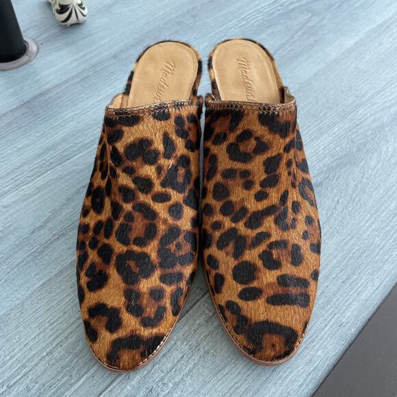 Madewell HARPER MULE Shoe Women’s Size 8 Leopard Calf Hair Stacked 3” Block Heel - Picture 2 of 12